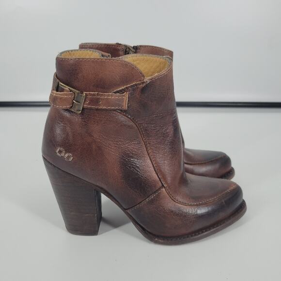 Bed Stu Brown Distressed Heeled Isla Booties 7 - Picture 1 of 14